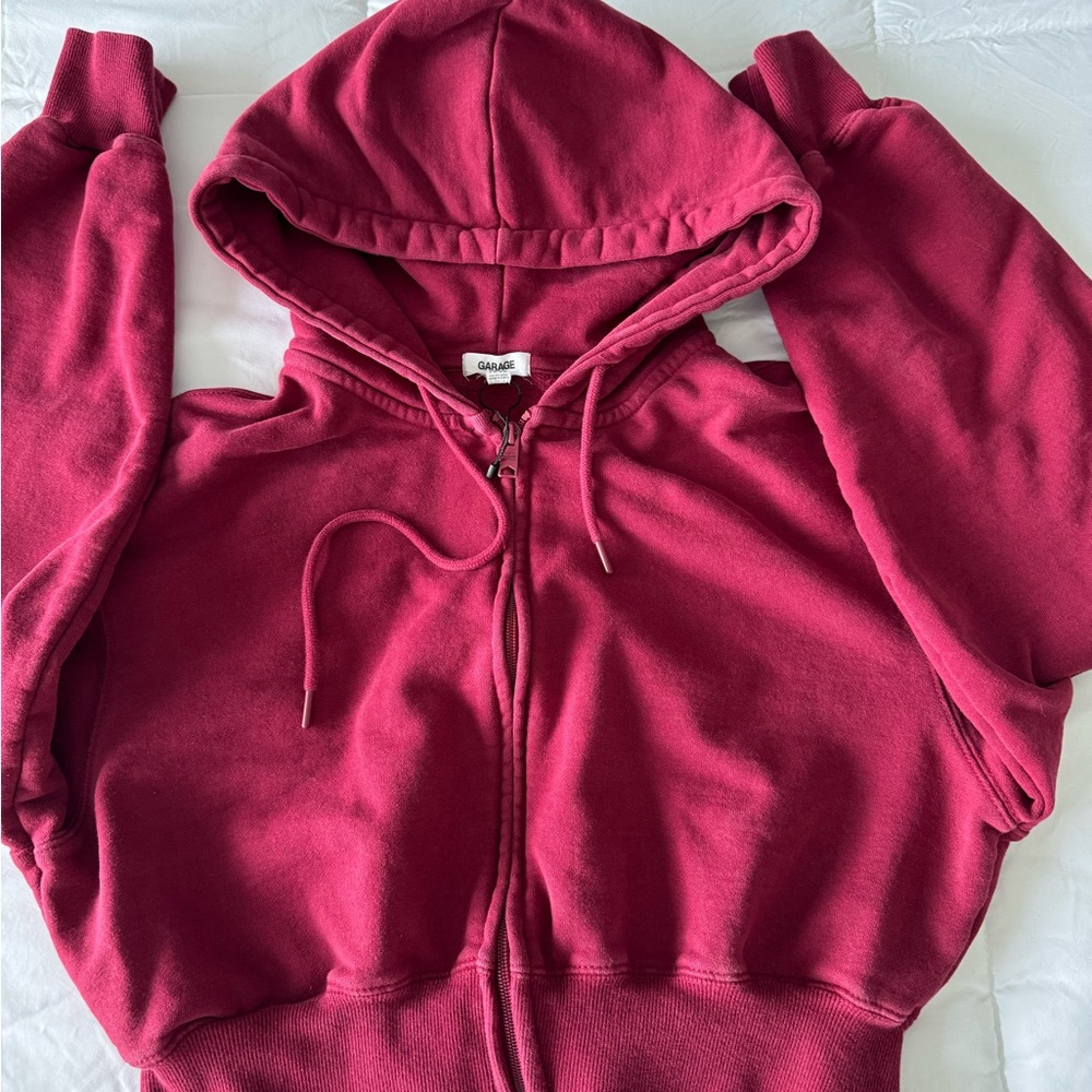 Garage Burgundy Zip-Up Hoodie